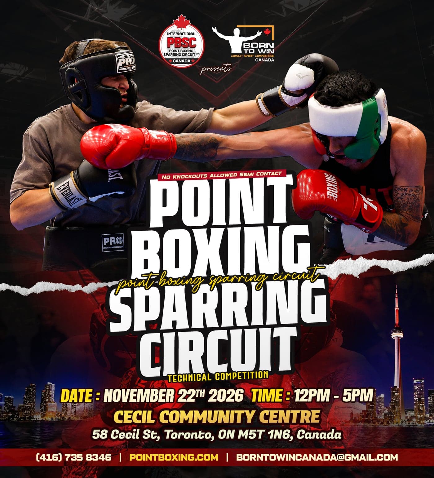 Event poster: PBSC Point Boxing Sparring Circuit – Toronto, Ontario, Canada