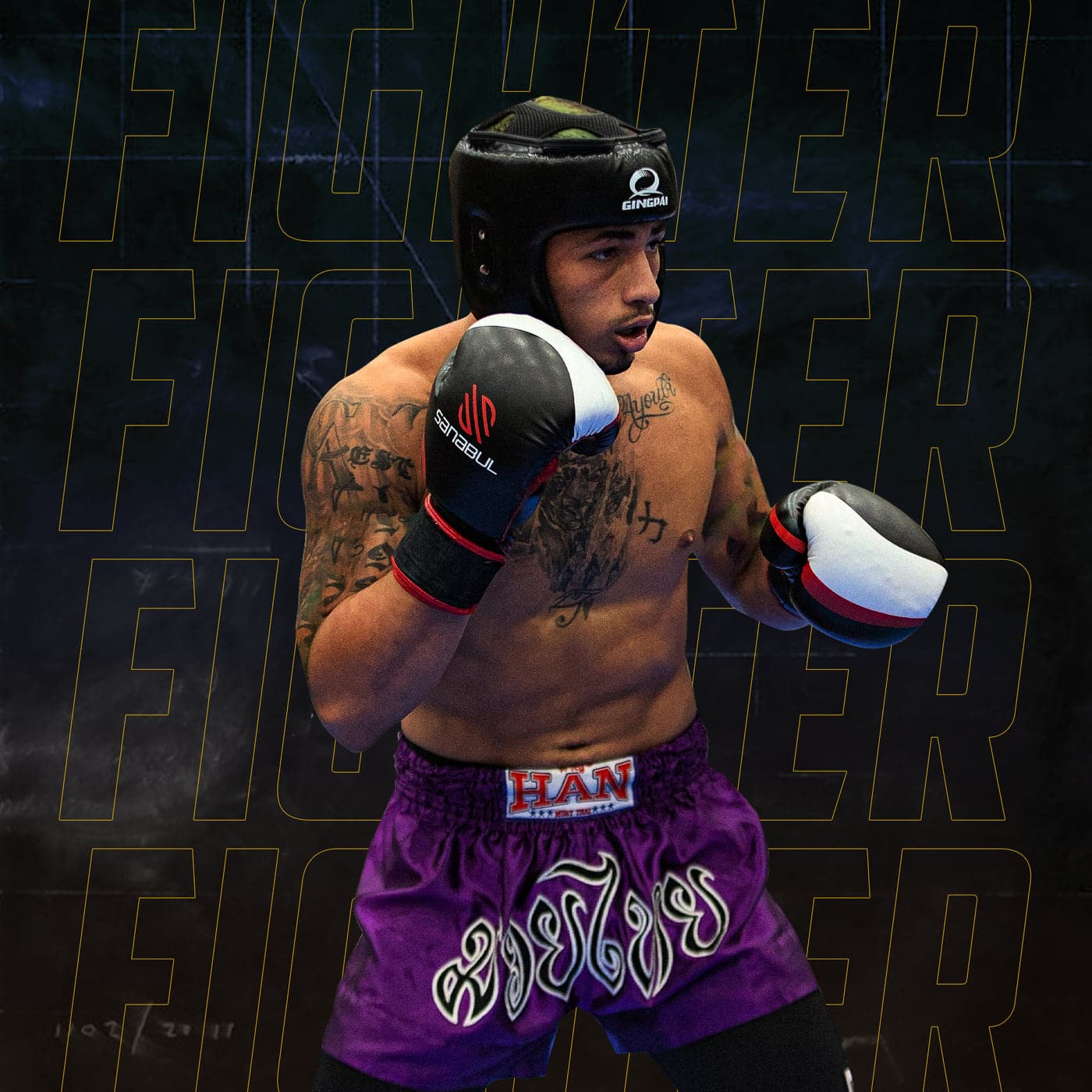 PBSC athlete in headgear and gloves, guard up