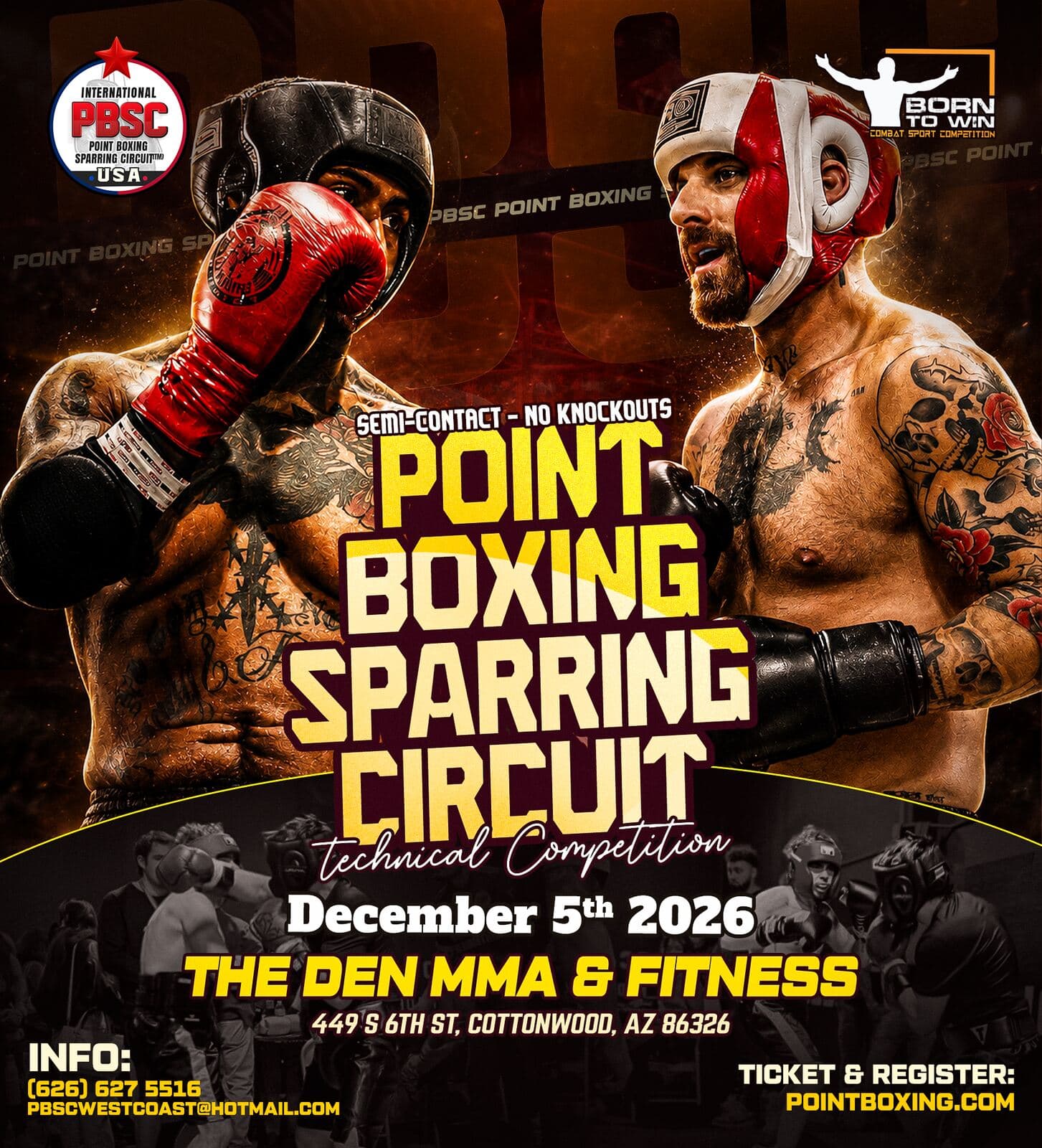 Event poster: PBSC Point Boxing Sparring Circuit – Cottonwood, AZ