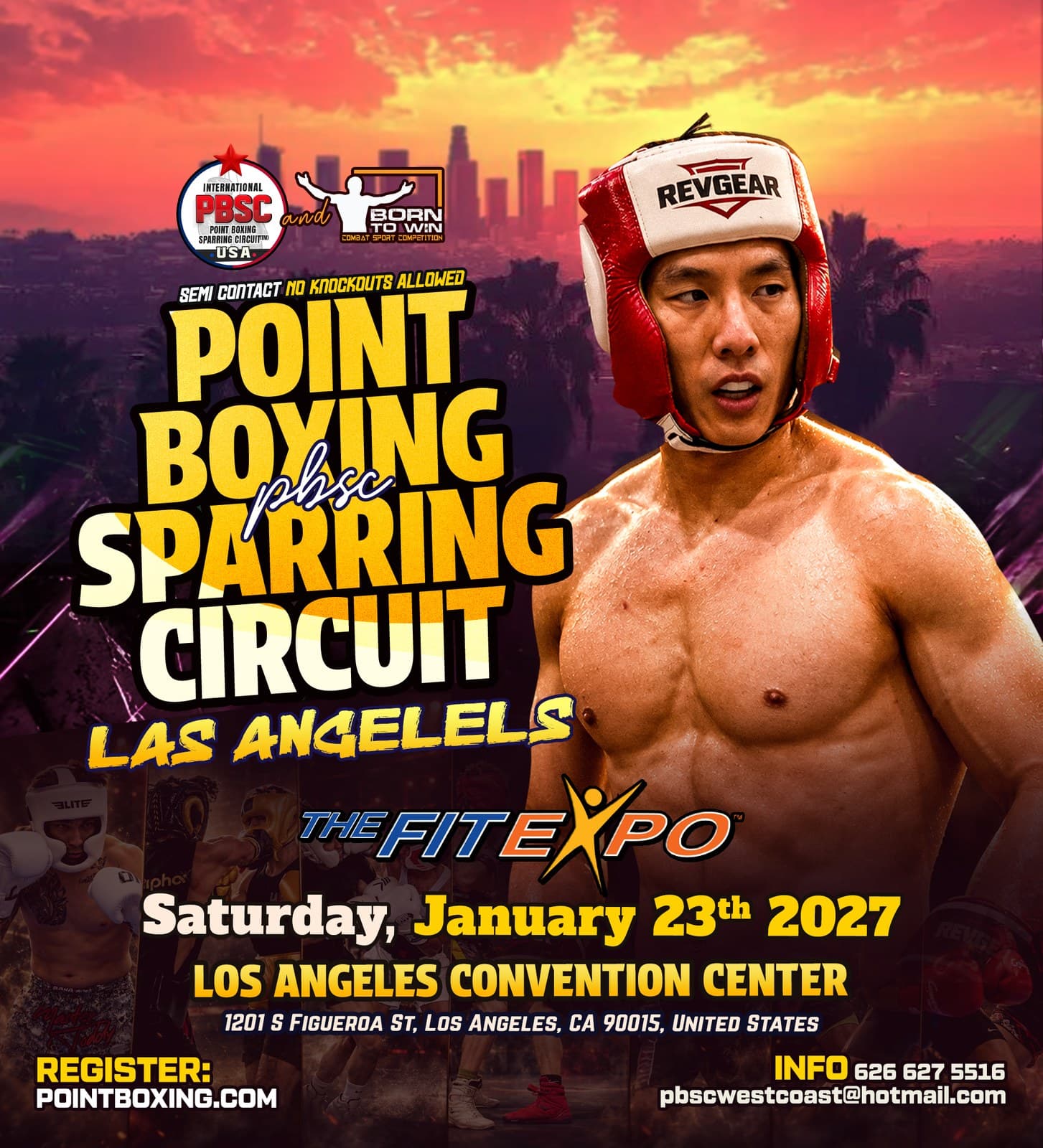 Event poster: PBSC Point Boxing Sparring Circuit – LA Fit Expo 2027 – Los Angeles, CA