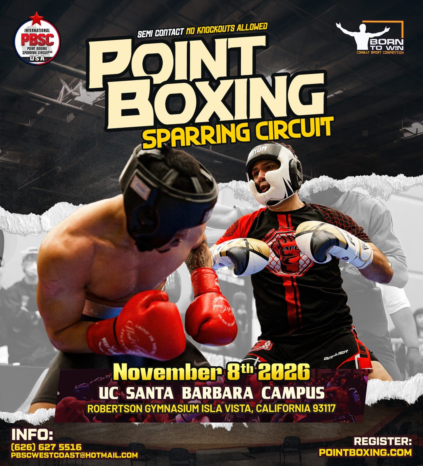 Event poster: PBSC Point Boxing Sparring Circuit – UC Santa Barbara, CA